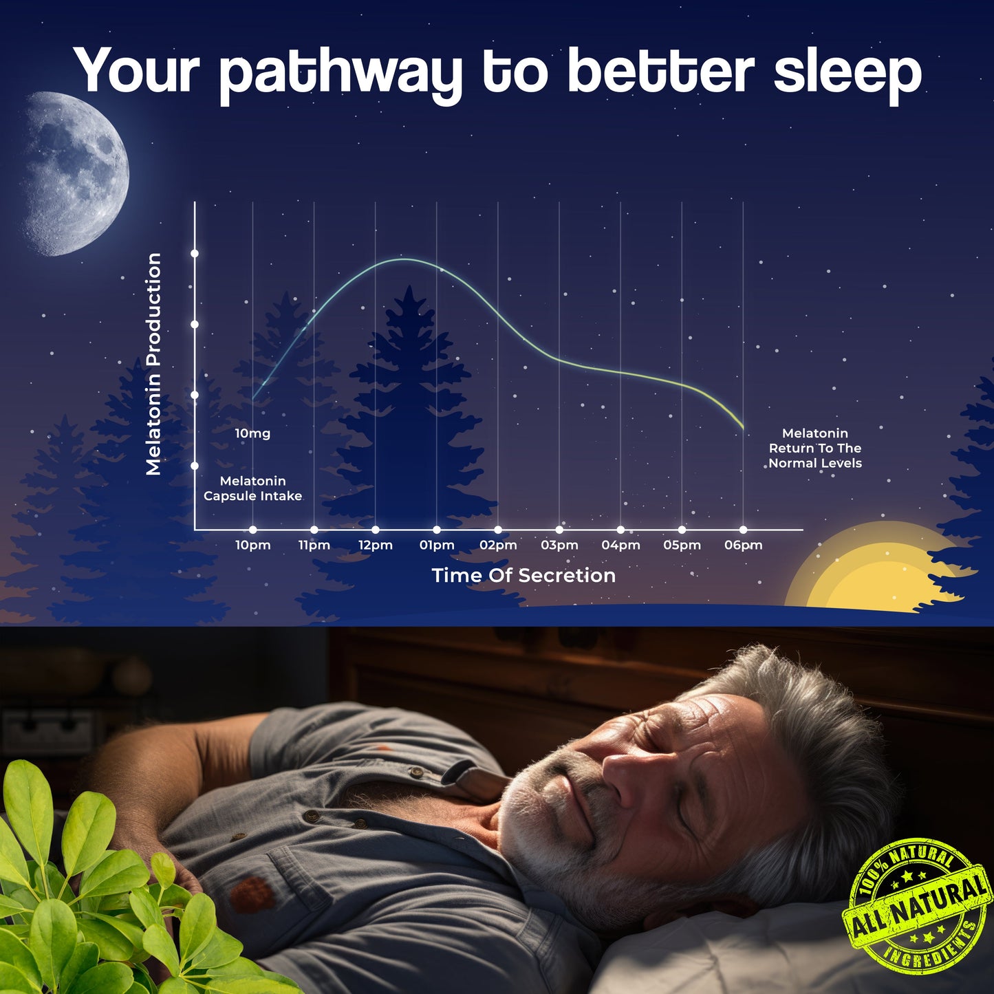 Health Veda Organics Melatonin Sleep & Relaxation Capsules - Swadesiicart