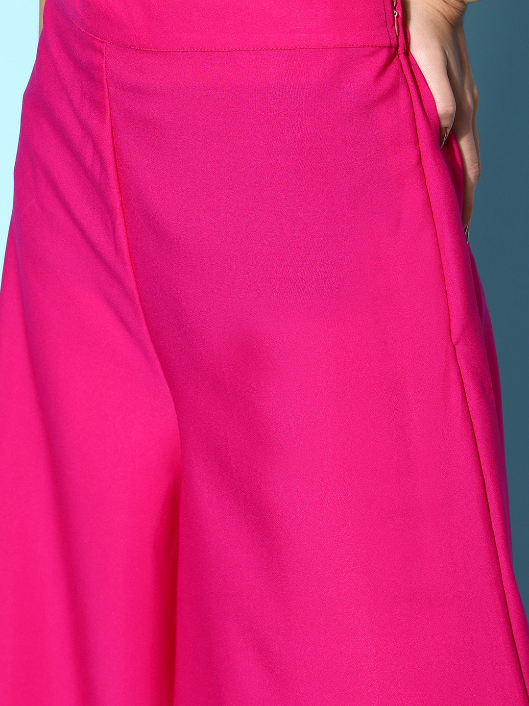 InWeave Women's Magenta One Shoulder Kurta Set - Swadesiicart