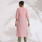 trueBrowns Red Cotton Stripe Straight Kurta Set | Swadesiicart