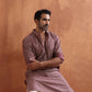 trueBrowns Men's Purple Cotton Dobby Kurta | Swadesiicart