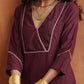 trueBrowns Maroon Straight Kurta Set | Swadesiicart