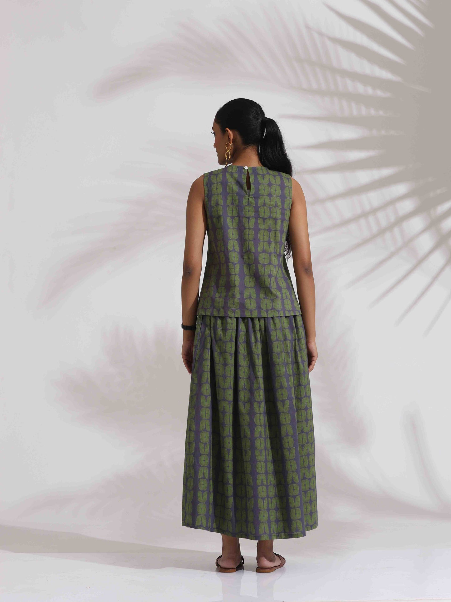 trueBrowns Grey Cotton Skirt Co-ord Set - Swadesiicart