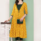 InWeave Women's Green Top Bottom W Mustard Bandhej Long Shrug Set - Swadesiicart