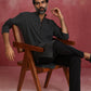 trueBrowns Men's Charcoal Grey Mandarin Collar Kurta | Swadesiicart