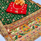Lorenvalley Fashion Premium Green Vichitra Silk Embroidery and Diamond work Both Side Saree - Swadesiicart