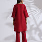 trueBrowns Maroon Slub Kurta Co-ord Set - Swadesiicart