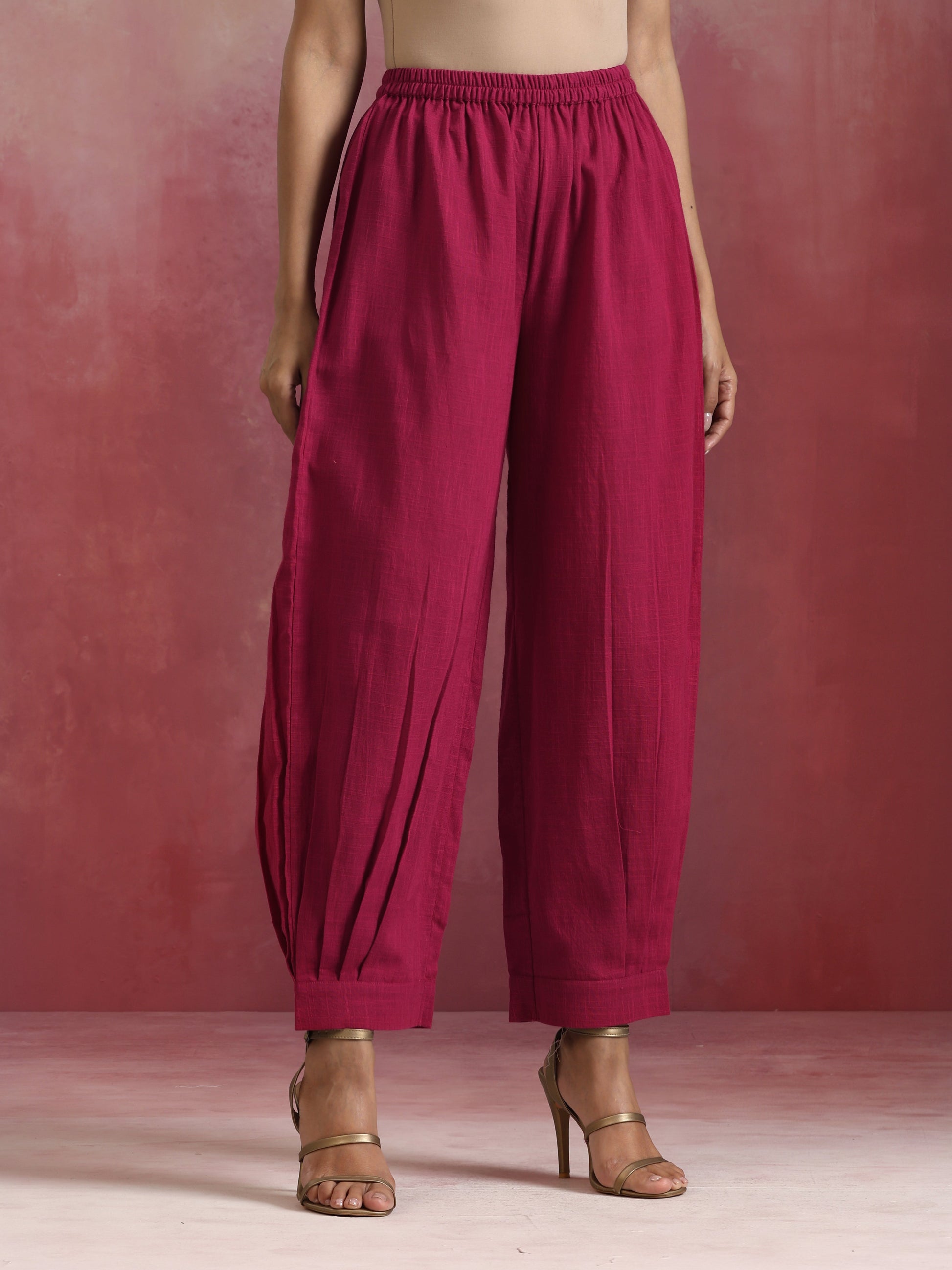 trueBrowns Magenta Cotton Kurta Co-ord set - Swadesiicart