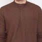 Even Apparels Brown Solid Kurta With Band Collar | Swadesiicart