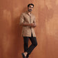 trueBrowns Men's Brown Printed Short Kurta | Swadesiicart