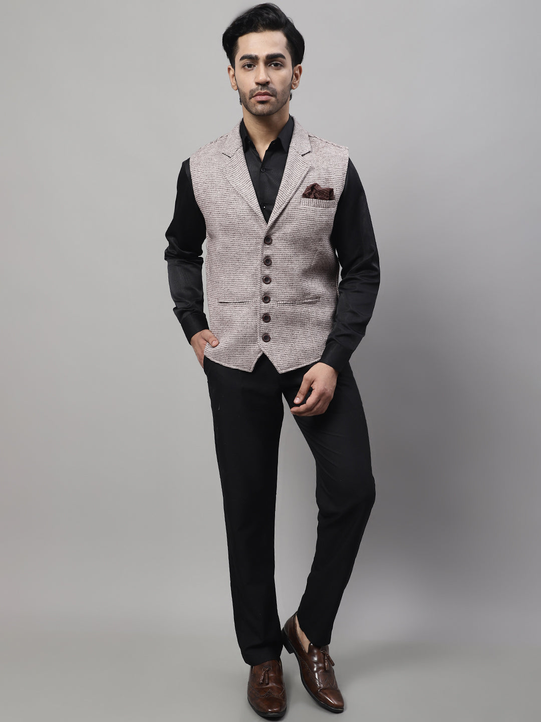 Even Apparels Men's Cream Pure Wool Nehru Jacket | Swadesiicart
