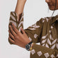 trueBrowns Olive Green Cotton Stripe Print Shirt Kurta Set | Swadesiicart