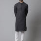 Even Apparels Black Pure Cotton Kurta With Band Collar | Swadesiicart