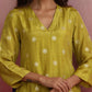trueBrowns Lime Viscose Silk Kurta Set | Swadesiicart