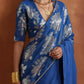 trueBrowns Blue Metallic Ready To Wear Saree | Swadesiicart