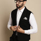 Even Apparels Men's Black Wool Waistcoat with Notched Lapel | Swadesiicart