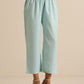 trueBrowns Sky Blue Slub Sleeveless Flared Kurta Pant Set | Swadesiicart