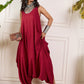 InWeave Maroon Round Sleeveless Jumpsuit - Swadesiicart