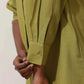 trueBrowns Pear Green Cotton Linen Dress | Swadesiicart