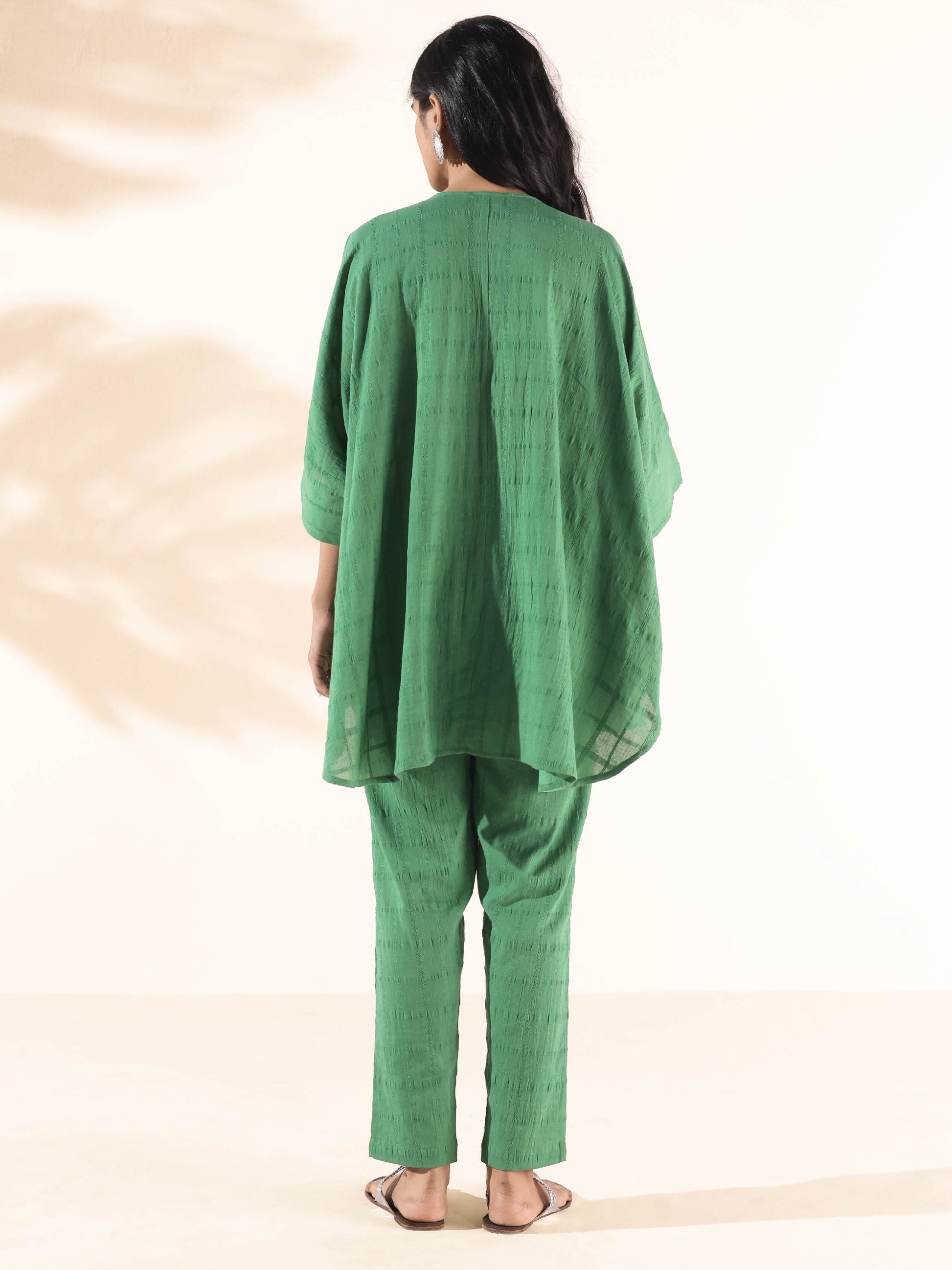 trueBrowns Green Cotton Dobby Oversized Co-ord Set - Swadesiicart