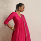 trueBrowns Pink Silk Anarkali Kurta Pant Dupatta Set | Swadesiicart