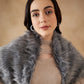 InWeave Women's Light Grey Fur Cape - Swadesiicart