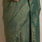 trueBrowns Dark Green Gold Metallic Ready To Wear Saree | Swadesiicart