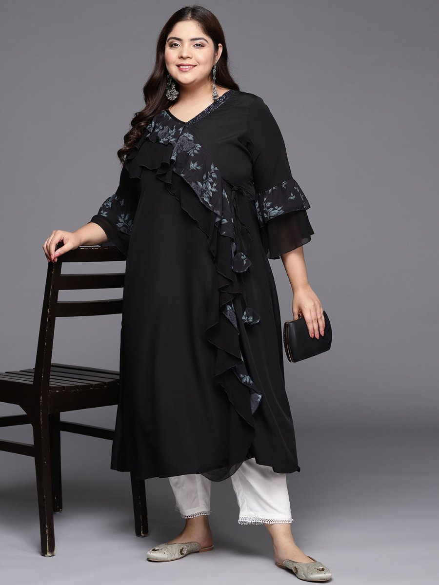 Ahalyaa Floral Bell Sleeves Kurta | Swadesiicart