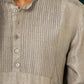 trueBrowns Men's Grey Silk Co-ord Set Yoke Detail - Swadesiicart