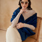 InWeave Women's Royal Blue Long Faux Fur Cape - Swadesiicart