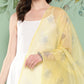 InWeave Women's Strappy Set Cream With Yellow W Chintz Or Dupatta - Swadesiicart