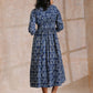 trueBrowns Indigo Dabu Overall Print Cotton Wrap Dress | Swadesiicart