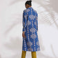 trueBrowns Blue Cotton Stripe Print Kurta Set | Swadesiicart