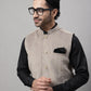 Even Apparels Men's Beige Nehru Jacket With Welt Pockets | Swadesiicart