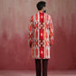 trueBrowns Men's Maroon Ikat Print Mandarin Collar Kurta | Swadesiicart