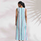 trueBrowns Green Cotton Multi Stripe Flared Dress | Swadesiicart