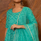 Pomcha Jaipur Bandhej Tiffany Blue Cotton Anarkali Set | Swadesiicart