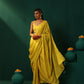 trueBrowns Lime Cotton Gold Lurex Striped Ready to Wear Saree | Swadesiicart