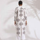 trueBrowns White Cotton Stripe Print Pleated Kurta Set | Swadesiicart