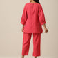 trueBrowns Bright Pink Slub Texture Baggy Sleeve Co-Ord Set - Swadesiicart