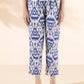 trueBrowns Blue Cotton Ikat High-Low Kurta Pant Set | Swadesiicart