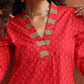 trueBrowns Red Print A-line Kurta Set | Swadesiicart