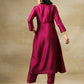 trueBrowns Purple Textured Silk Angrakha Kurta Pant Set | Swadesiicart