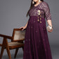 Ahalyaa Plus Size V-neck Maxi Ethnic Dress | Swadesiicart