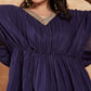 InWeave Women's Royal Blue Lurex V Neck Gota Kaftan Style Kurta Set - Swadesiicart
