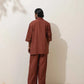 trueBrowns Brown Cotton Linen Co-Ord Set - Swadesiicart