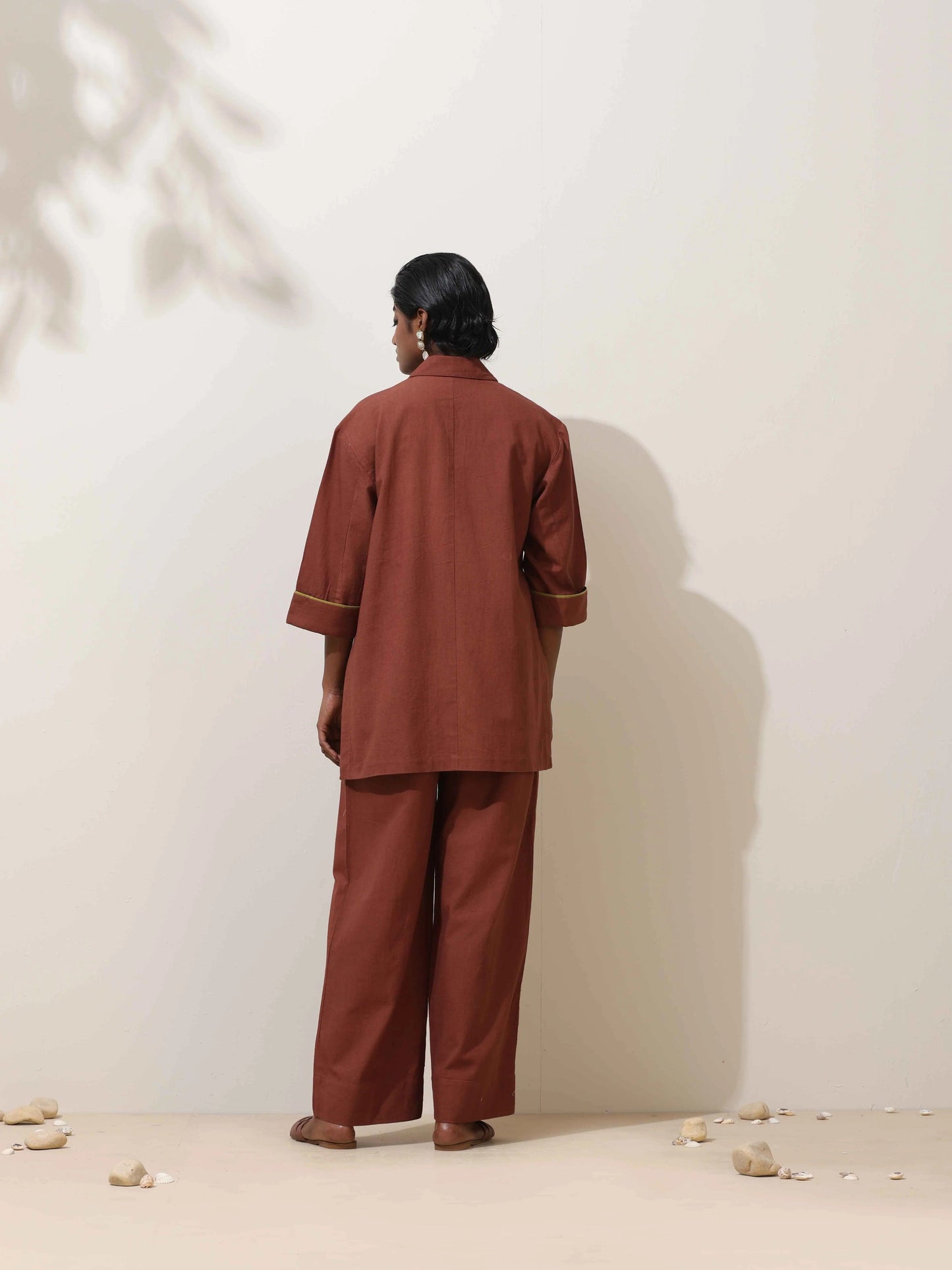 trueBrowns Brown Cotton Linen Co-Ord Set - Swadesiicart