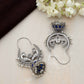 trueBrowns Silver Tone Peacock Jhumka Earrings - Swadesiicart