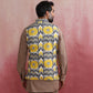 trueBrowns Men's Grey Ikat Print Cotton Reversible Nehru Jacket | Swadesiicart