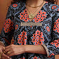 trueBrowns Black Ajrak Print Kurta Set | Swadesiicart