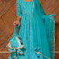 Pomcha Jaipur Bandhej Blue Cotton Anarkali Set | Swadesiicart